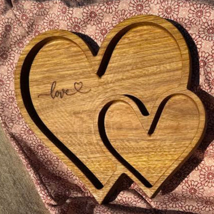 Hurtado Woodcraft Large Double Heart Tray